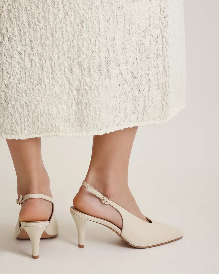Justine mid heel off white leather Women MID HEELS jomercer