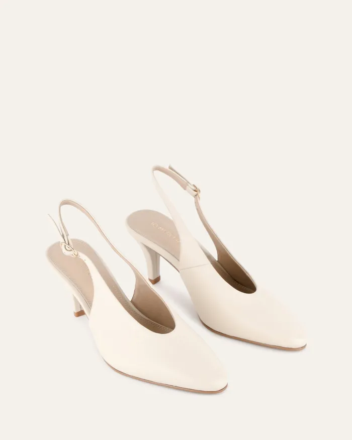 Justine mid heel off white leather Women MID HEELS jomercer