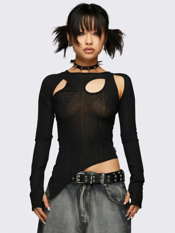 Kallie Black CutOut Top Women Minga London Tops and TShirts