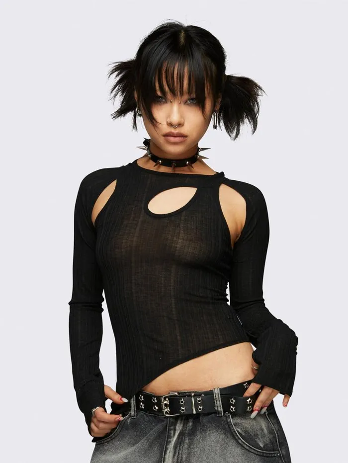 Kallie Black CutOut Top Women Minga London Tops and TShirts