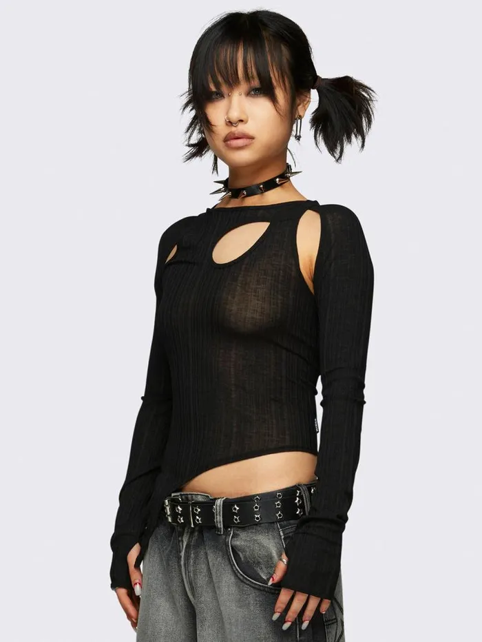 Kallie Black CutOut Top Women Minga London Tops and TShirts