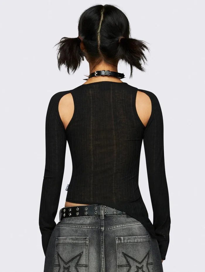 Kallie Black CutOut Top Women Minga London Tops and TShirts
