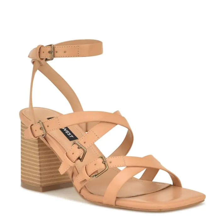 Karrly Ankle Strap Heeled Sandals Light Natural Women Nine West Heels Karrly Ankle Strap Heeled Sandals Light Natural Women Nine West Heels