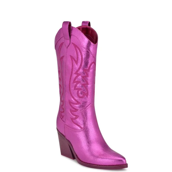 Keeks Western Boot Metallic Pink Women Nine West Boots and Booties Keeks Western Boot Metallic Pink Women Nine West Boots and Booties