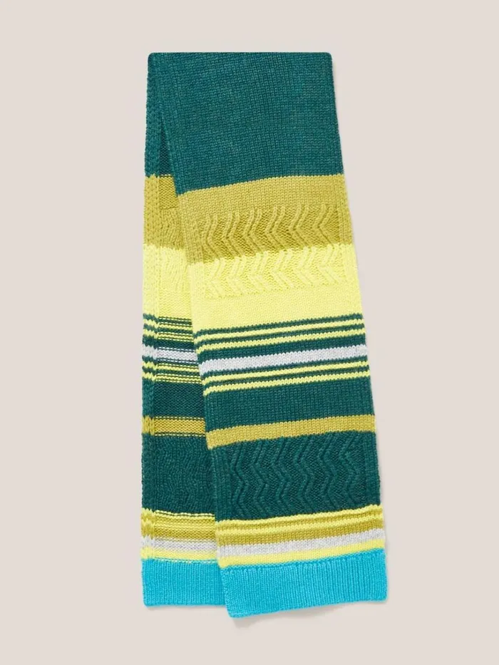 Kids ACCESSORIES White Stuff Stripe Scarf Green Multi Kids ACCESSORIES White Stuff Stripe Scarf Green Multi