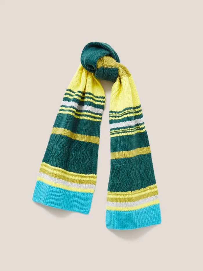 Kids ACCESSORIES White Stuff Stripe Scarf Green Multi Kids ACCESSORIES White Stuff Stripe Scarf Green Multi