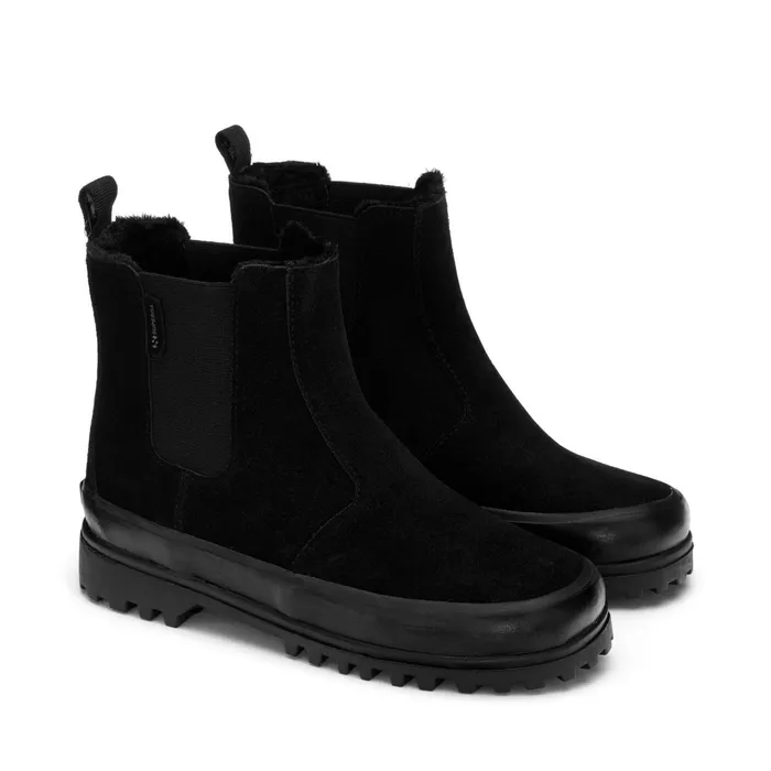 Kids Ankle Boots Kid Unisex 2665 KIDS ALPINA SUEDE Beatle TOTAL BLACK Superga Ankle Boots