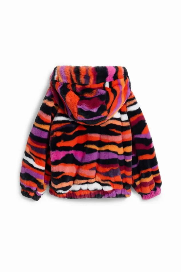 Kids Coats And Jackets Desigual Multicolored Animal Print Faux Fur Jacket