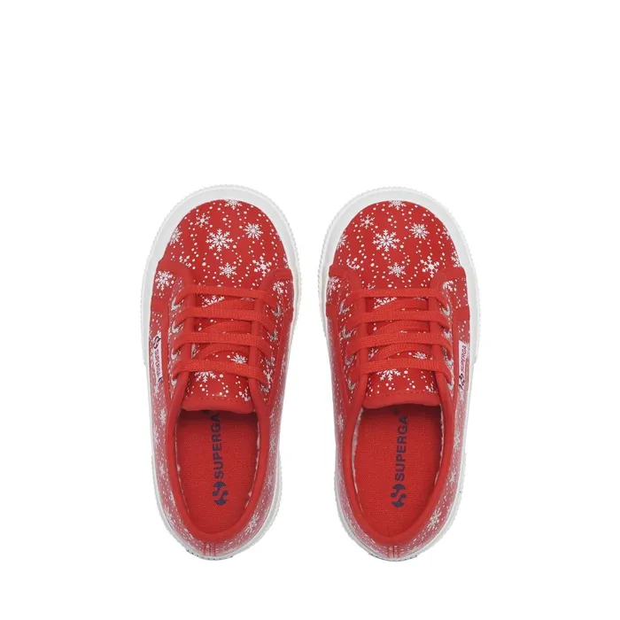 Kids Kid Unisex 2750 KIDS VEGAN MATERIAL SNOWFLAKES Low Cut RED 8211 SNOWFLAKES Superga Low Cut