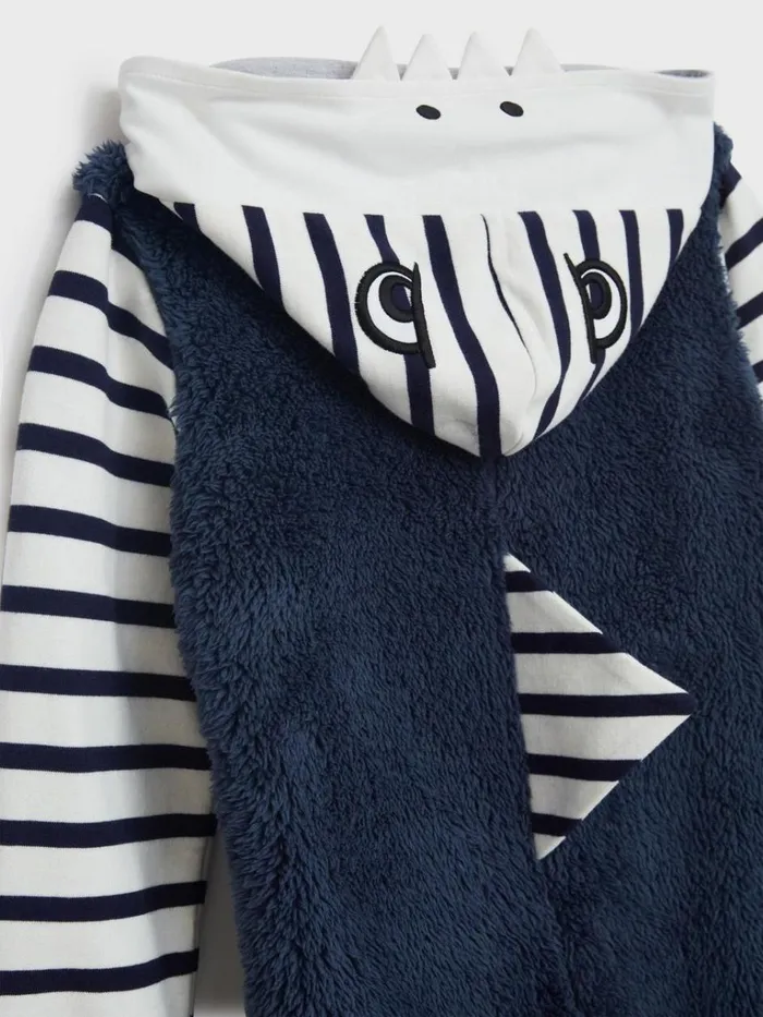 Kids PYJAMAS White Stuff Shark Onesie Mid Blue