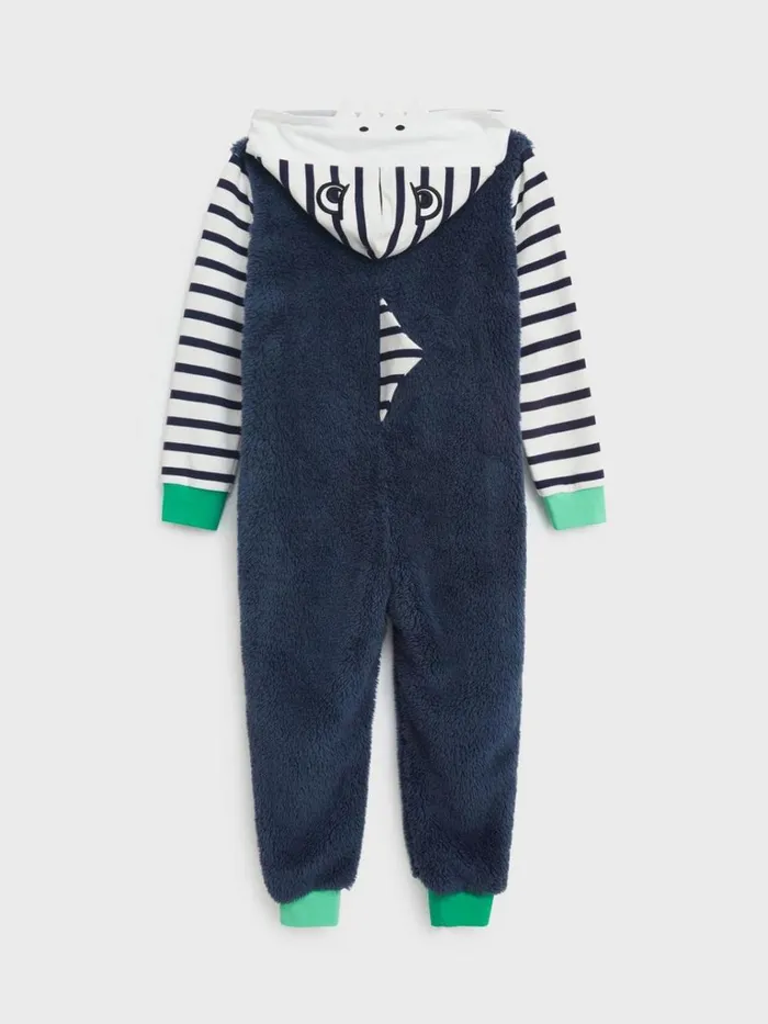 Kids PYJAMAS White Stuff Shark Onesie Mid Blue