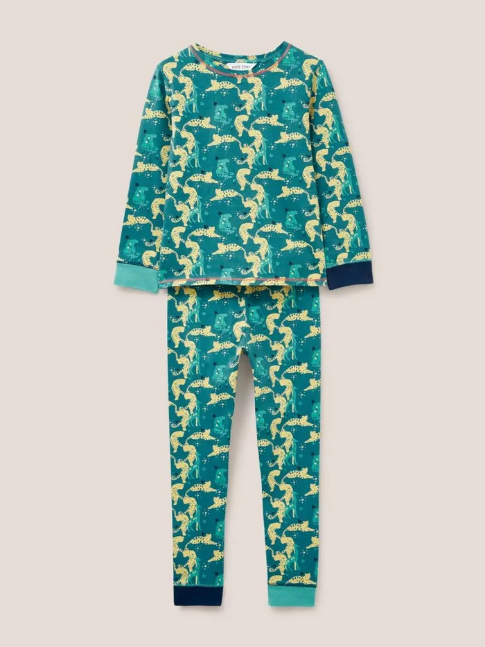 Kids PYJAMAS White Stuff Tiger Printed PJ Set Teal Print Kids PYJAMAS White Stuff Tiger Printed PJ Set Teal Print