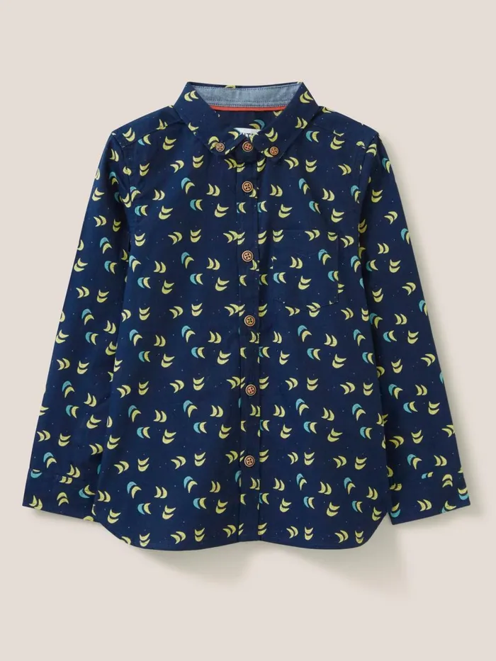 Kids SHIRTS White Stuff Moon Printed Shirt Navy Print Kids SHIRTS White Stuff Moon Printed Shirt Navy Print