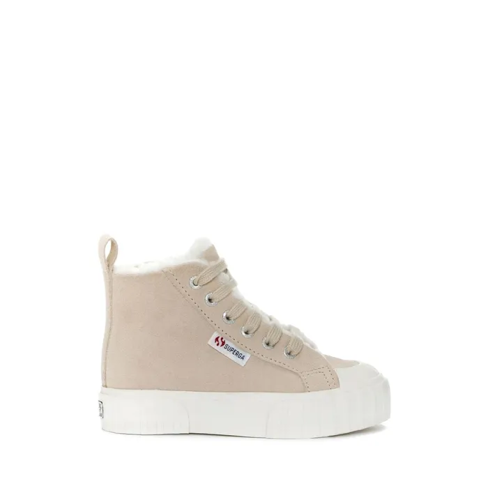 Kids Sneakers Kid Unisex 2696 KIDS STRIPE SUEDE Mid Cut PINK ALMONDFAVORIO Superga Low Cut