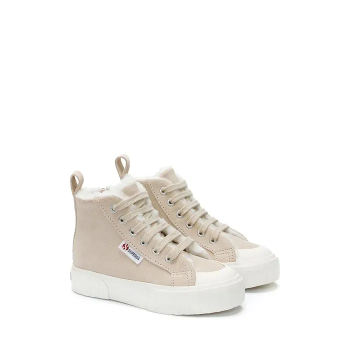Kids Sneakers Kid Unisex 2696 KIDS STRIPE SUEDE Mid Cut PINK ALMONDFAVORIO Superga Low Cut