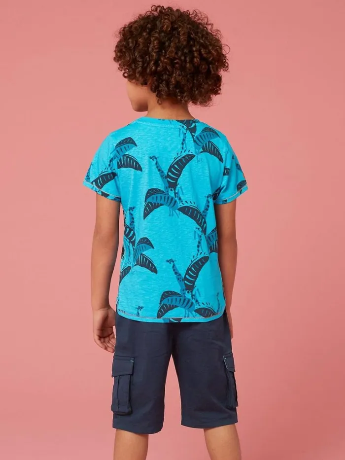 Kids TOPS White Stuff Banana Leaf Graphic T Shirt Blue Print Kids TOPS White Stuff Banana Leaf Graphic T Shirt Blue Print