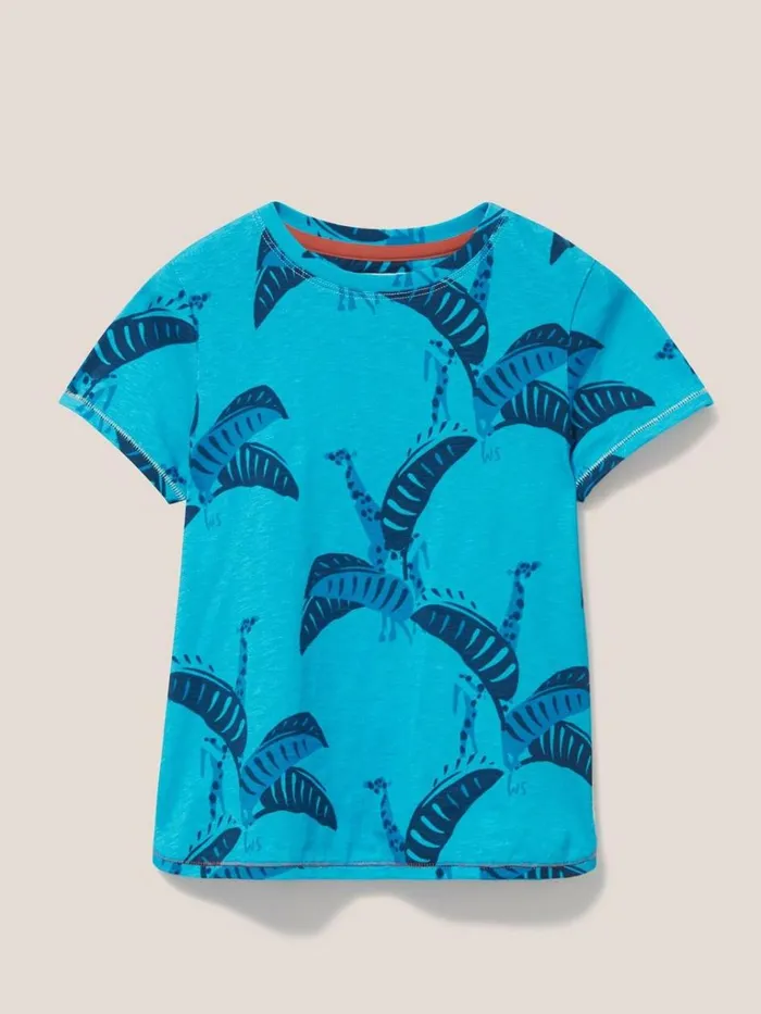 Kids TOPS White Stuff Banana Leaf Graphic T Shirt Blue Print Kids TOPS White Stuff Banana Leaf Graphic T Shirt Blue Print