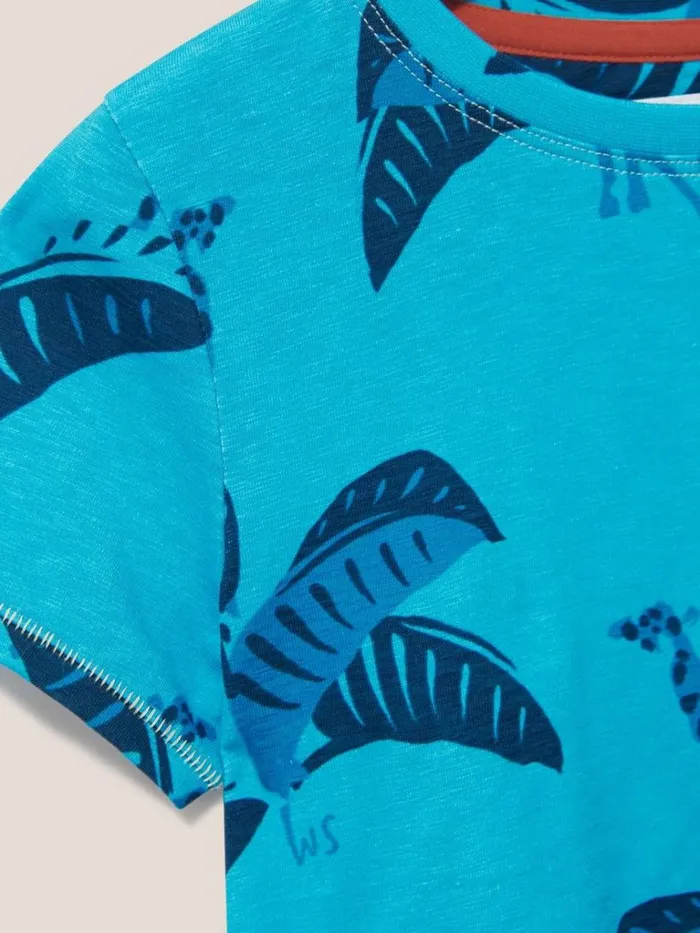 Kids TOPS White Stuff Banana Leaf Graphic T Shirt Blue Print Kids TOPS White Stuff Banana Leaf Graphic T Shirt Blue Print