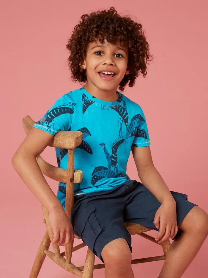 Kids TOPS White Stuff Banana Leaf Graphic T Shirt Blue Print Kids TOPS White Stuff Banana Leaf Graphic T Shirt Blue Print