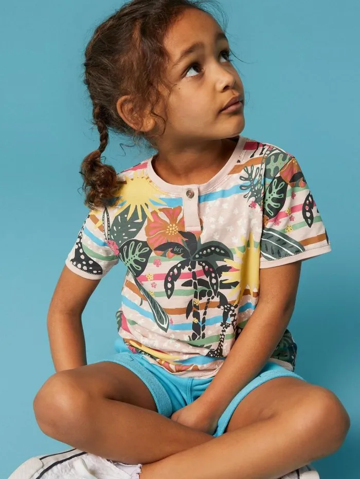 Kids TOPS White Stuff Casey Printed SS T Shirt Natural Multi Kids TOPS White Stuff Casey Printed SS T Shirt Natural Multi