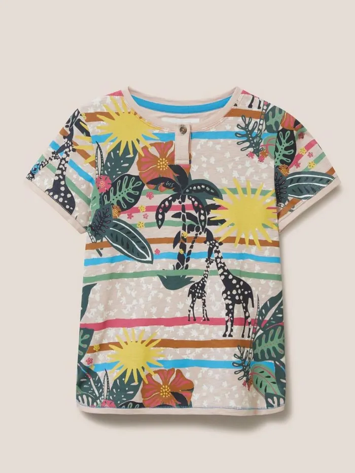 Kids TOPS White Stuff Casey Printed SS T Shirt Natural Multi Kids TOPS White Stuff Casey Printed SS T Shirt Natural Multi