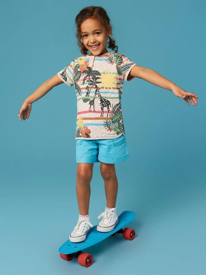 Kids TOPS White Stuff Casey Printed SS T Shirt Natural Multi Kids TOPS White Stuff Casey Printed SS T Shirt Natural Multi