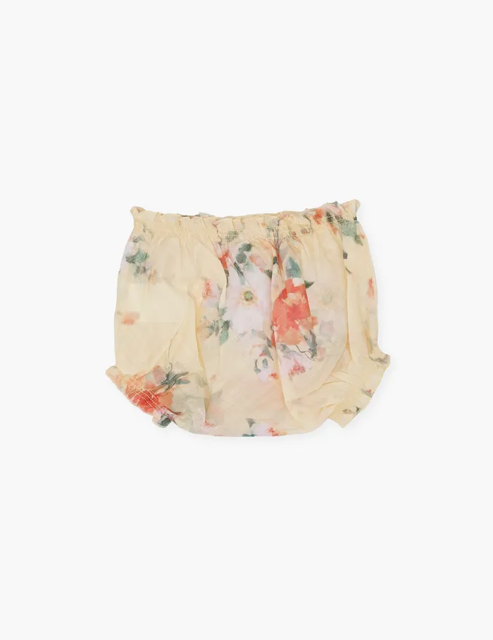 Kids Zimmermann Clothing Everley Bloomer Yellow Watercolour Floral