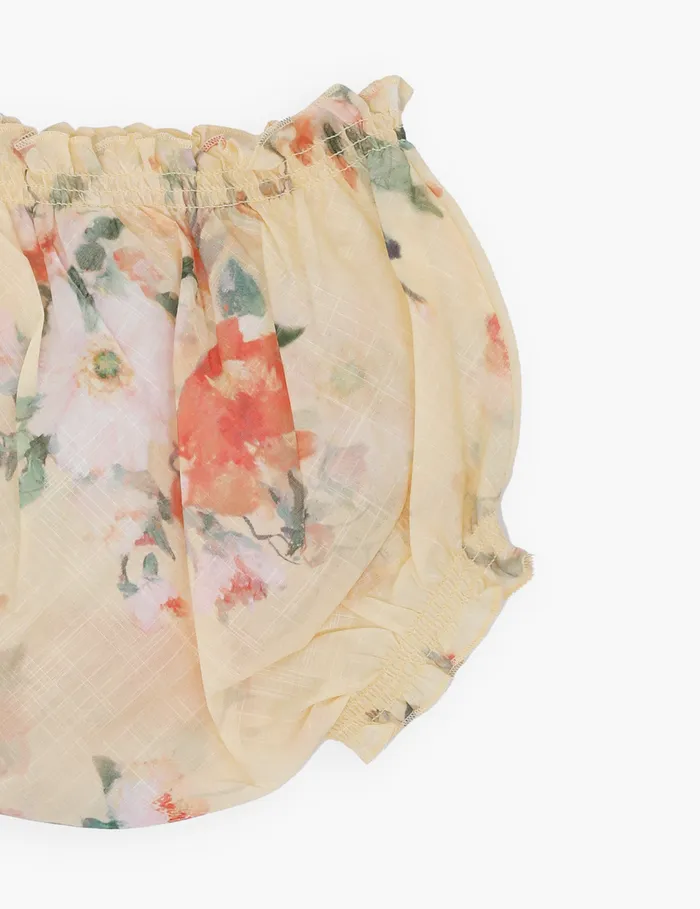Kids Zimmermann Clothing Everley Bloomer Yellow Watercolour Floral