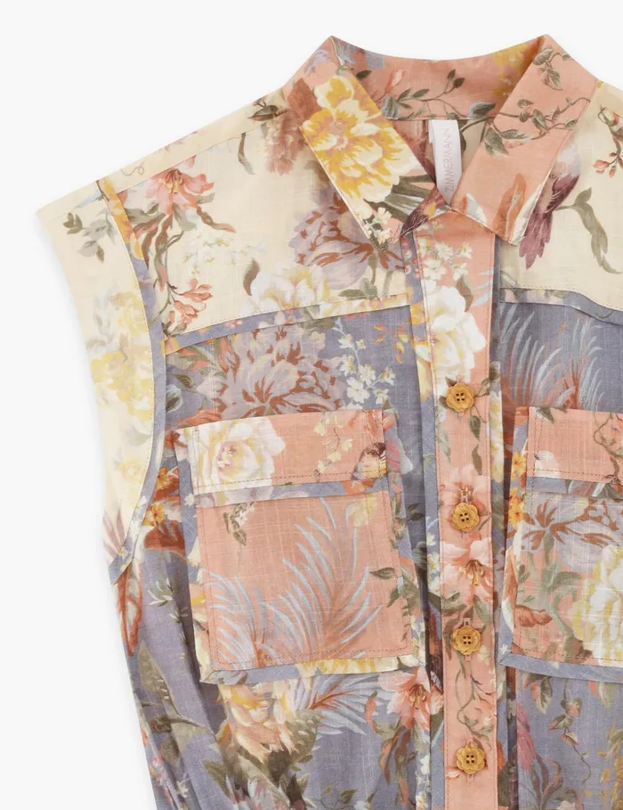 Kids Zimmermann Clothing Tallow Pocket Playsuit Spliced