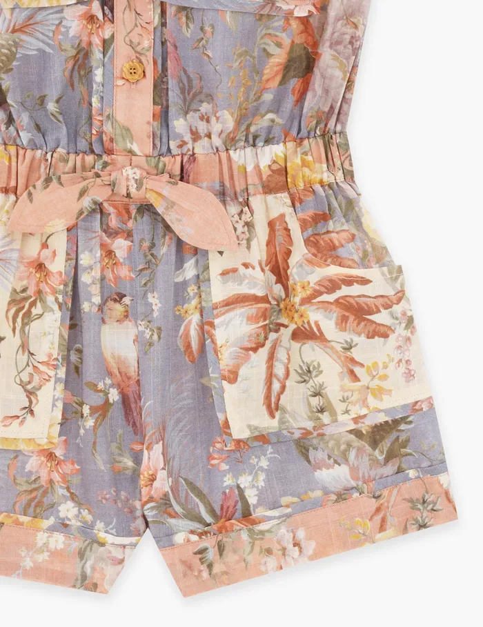 Kids Zimmermann Clothing Tallow Pocket Playsuit Spliced