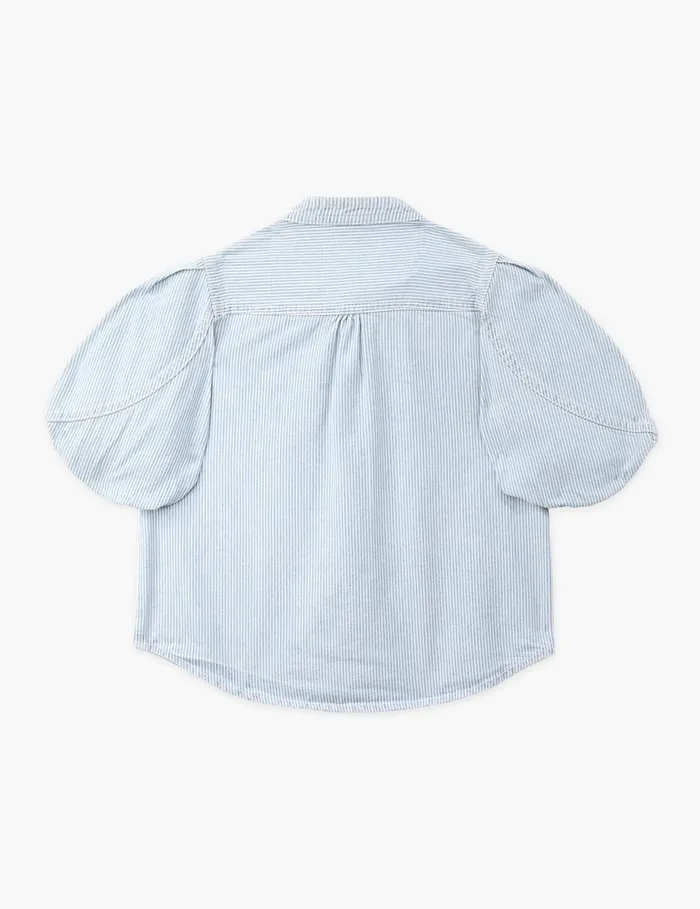 Kids Zimmermann Clothing Wylie Utility Denim Top Ticking Stripe