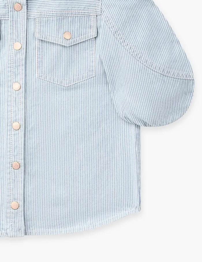 Kids Zimmermann Clothing Wylie Utility Denim Top Ticking Stripe