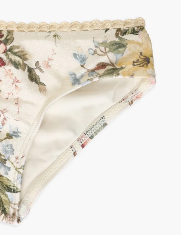 Kids Zimmermann Swimwear Waverly Trim Frill Bikini Cream Floral