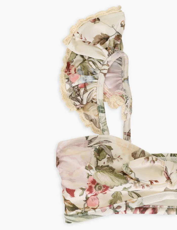 Kids Zimmermann Swimwear Waverly Trim Frill Bikini Cream Floral
