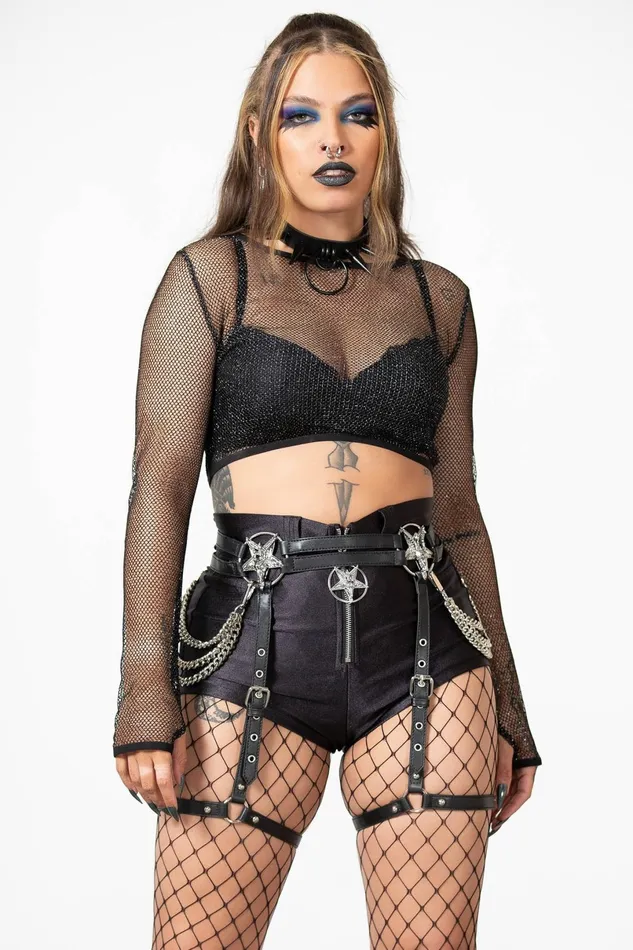 Killstar Crop Women Hellia Fishnet Top