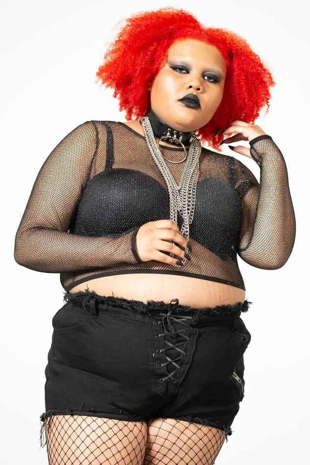 Killstar Crop Women Hellia Fishnet Top