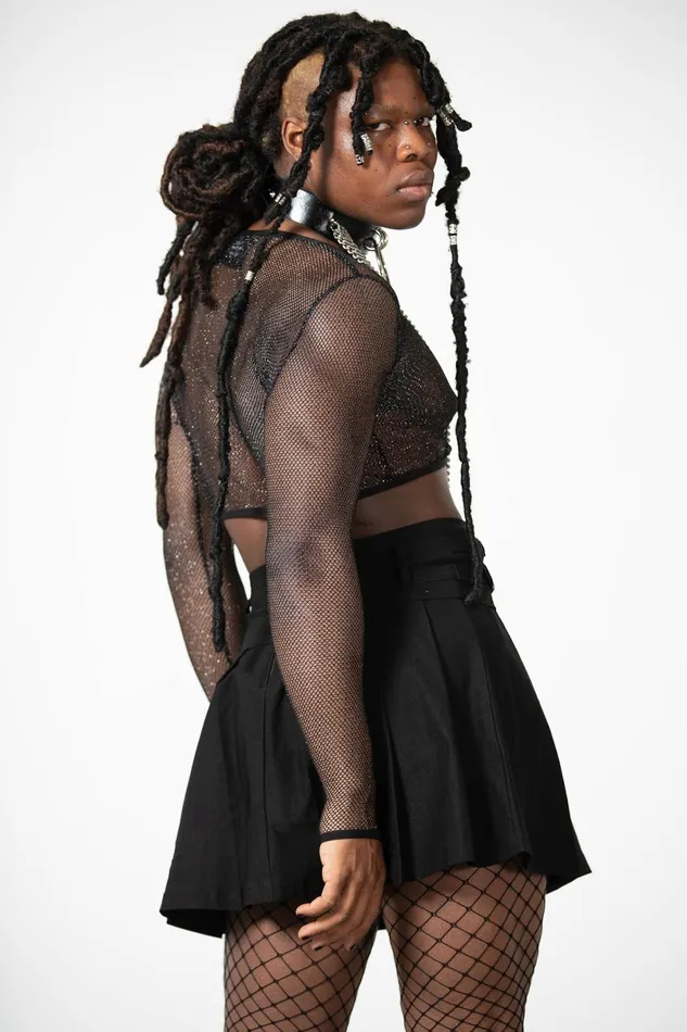 Killstar Crop Women Hellia Fishnet Top