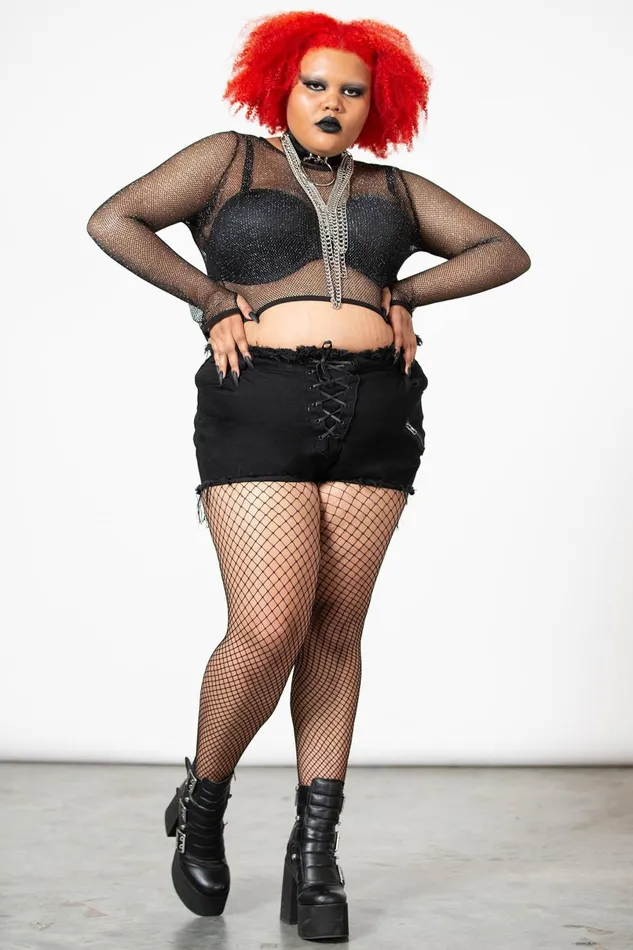 Killstar Crop Women Hellia Fishnet Top