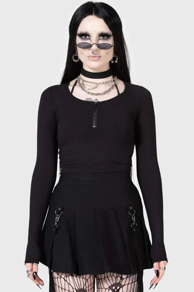 Killstar Crop Women Lune Sting Ribbed Top