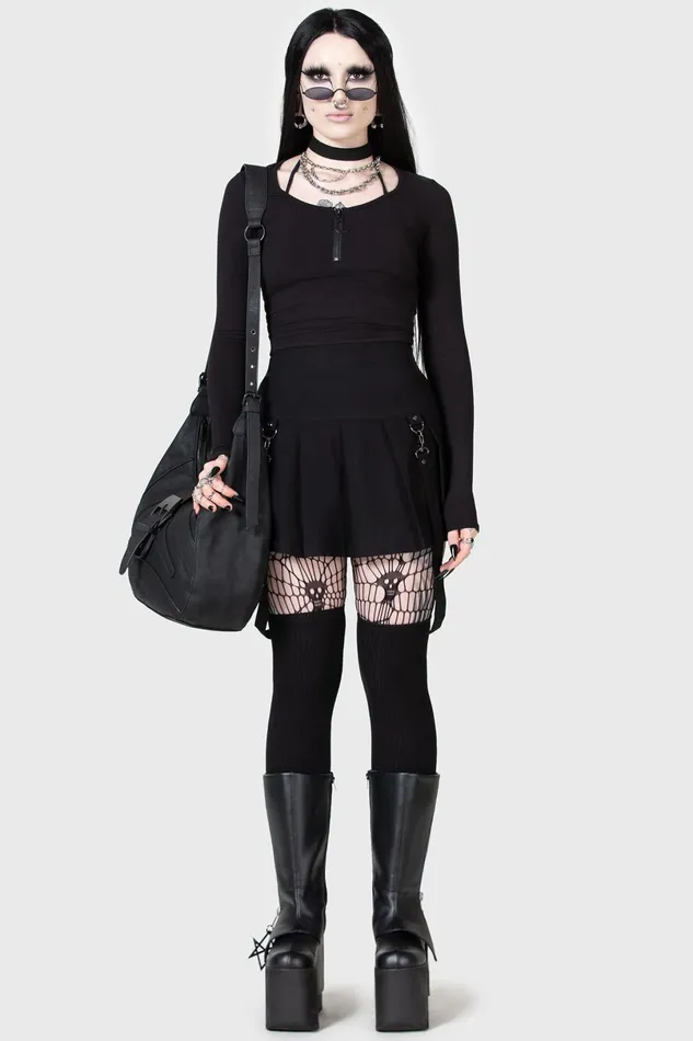 Killstar Crop Women Lune Sting Ribbed Top