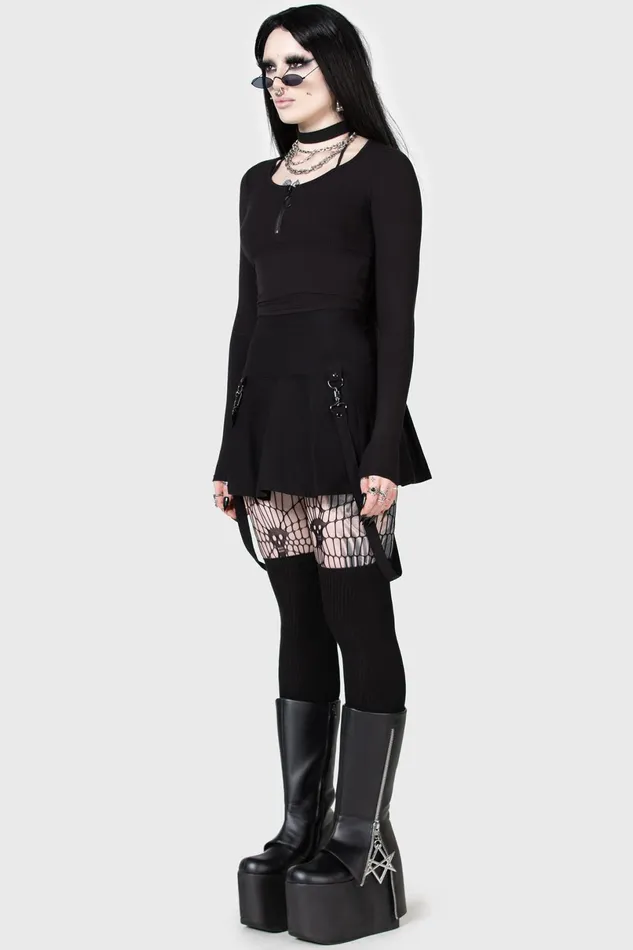 Killstar Crop Women Lune Sting Ribbed Top
