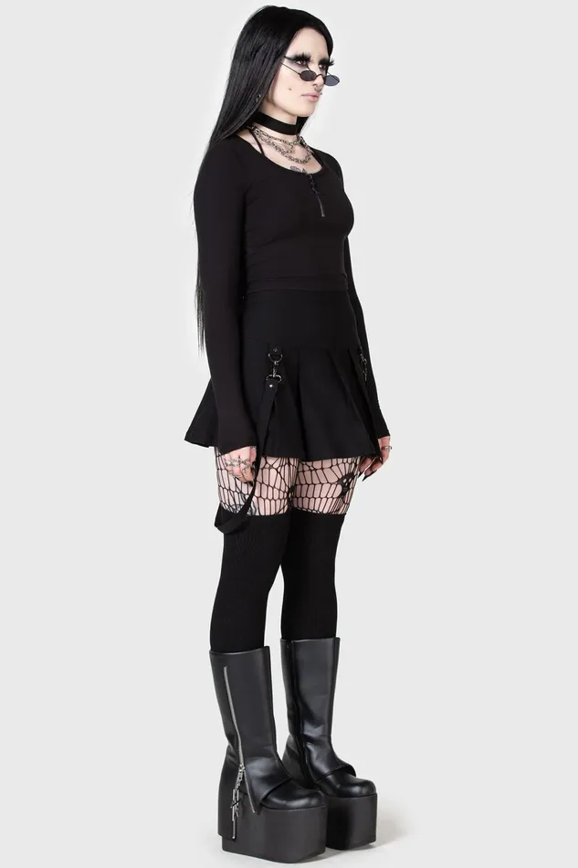 Killstar Crop Women Lune Sting Ribbed Top