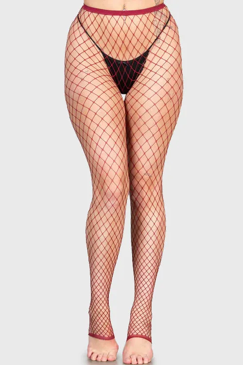 Killstar Leggings Women All Caught Up Fishnet Leggings BURGUNDY