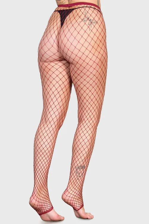 Killstar Leggings Women All Caught Up Fishnet Leggings BURGUNDY