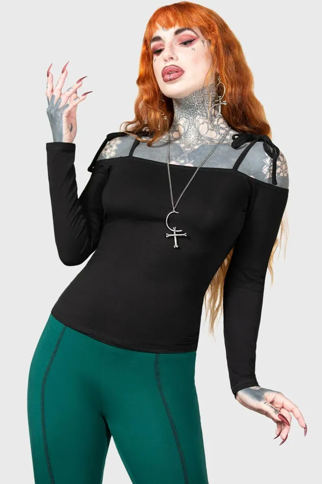 Killstar Long Sleeves Women Withering Wench Bardot Top