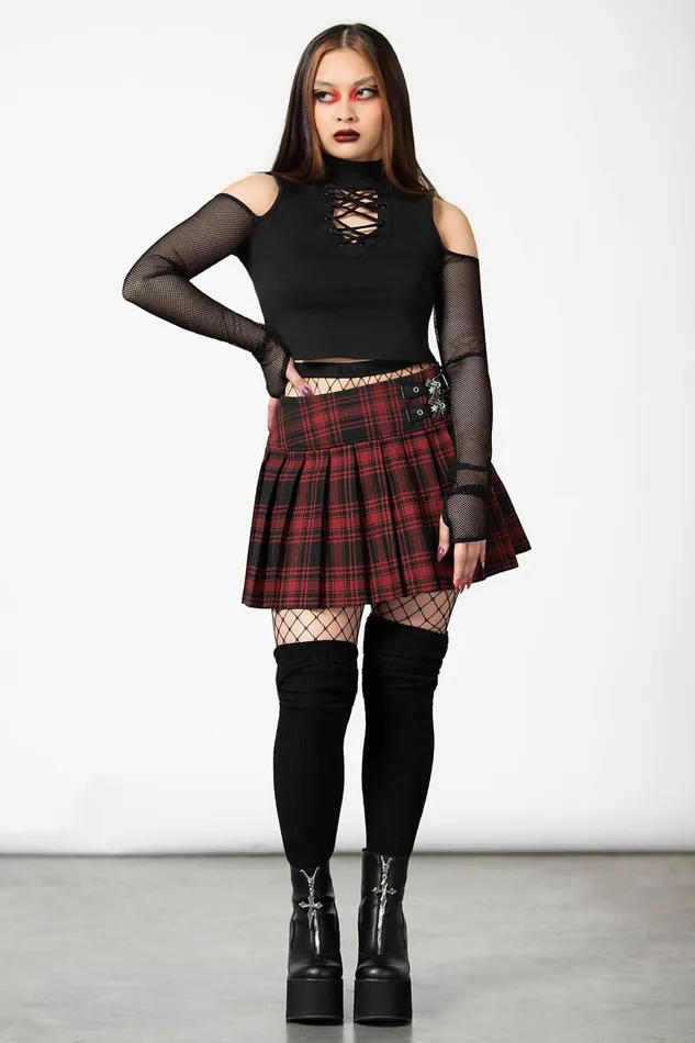 Killstar Mini Skirts Women Bat Girl Skirt TARTAN