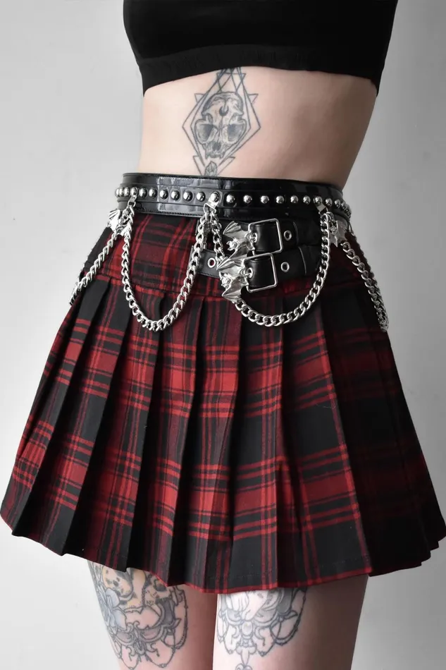 Killstar Mini Skirts Women Bat Girl Skirt TARTAN