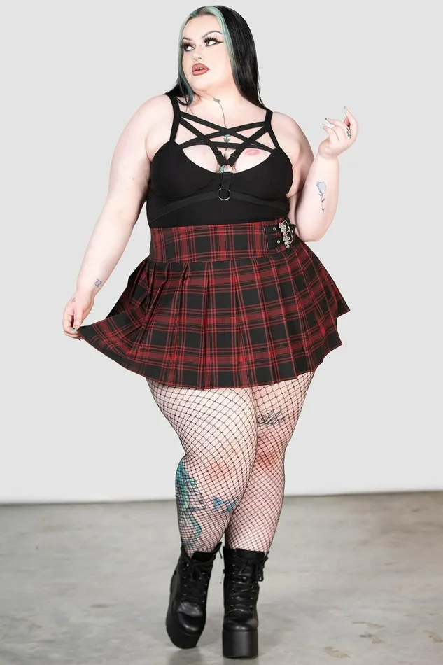 Killstar Mini Skirts Women Bat Girl Skirt TARTAN