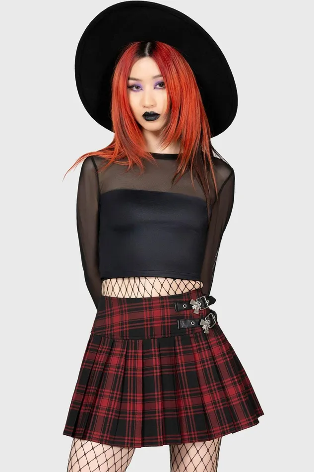 Killstar Mini Skirts Women Bat Girl Skirt TARTAN