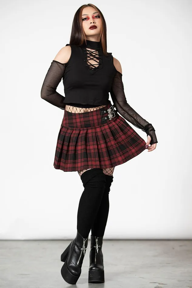 Killstar Mini Skirts Women Bat Girl Skirt TARTAN
